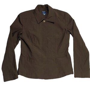 Geronimo By Stephen DiGeronimo Womens Brown Blazer Jacket Size 12 Cotton Blend